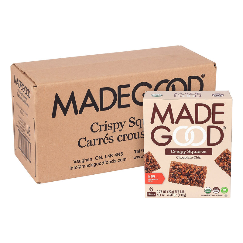 Madegood Gluten Free Chocolate Chip Crispy Squares, 0.78 oz., 6/Box, 6 Boxes/Pack (307-00429)