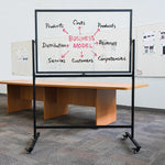Excello Global Products Glass Mobile Dry-Erase Whiteboard, Aluminum Frame, 48" x 32" (EGP-HD-0552)