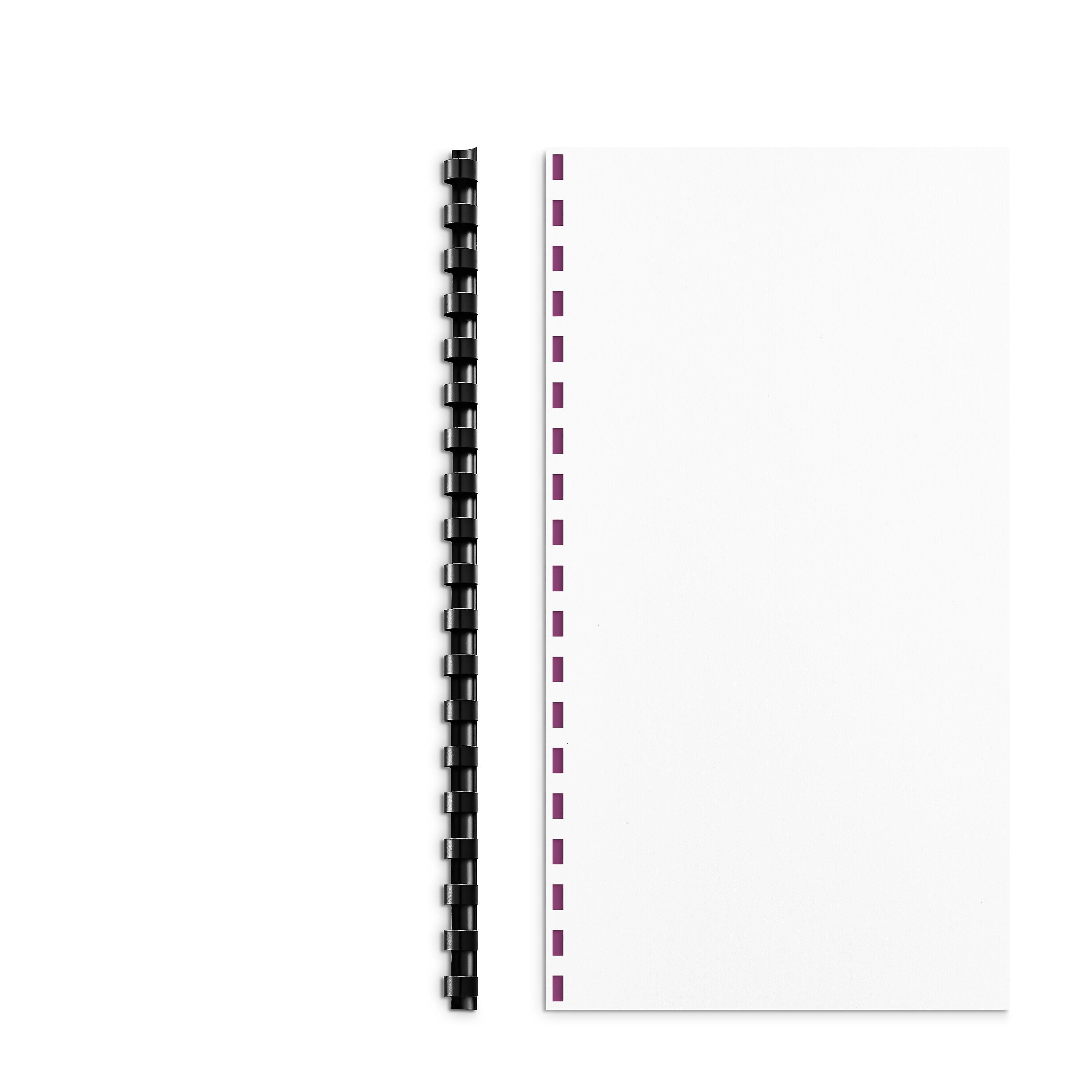 Staples® 3/8" Plastic Binding Spine Comb, 55 Sheet Capacity, Black, 100/Pack (17461/ST17461)