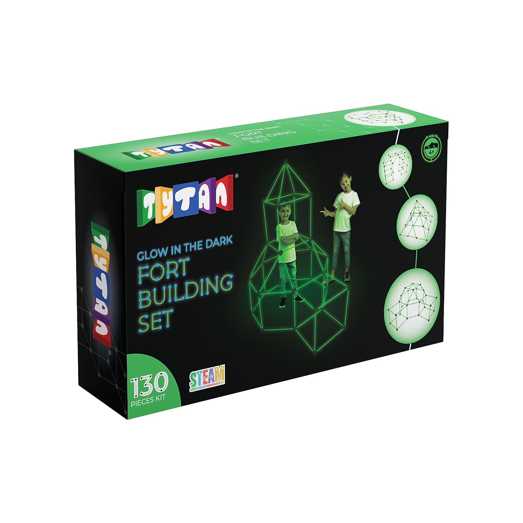 Tytan Toys Glow-in-the-Dark Fort Building Set, 130 Pieces (ACTYT026)