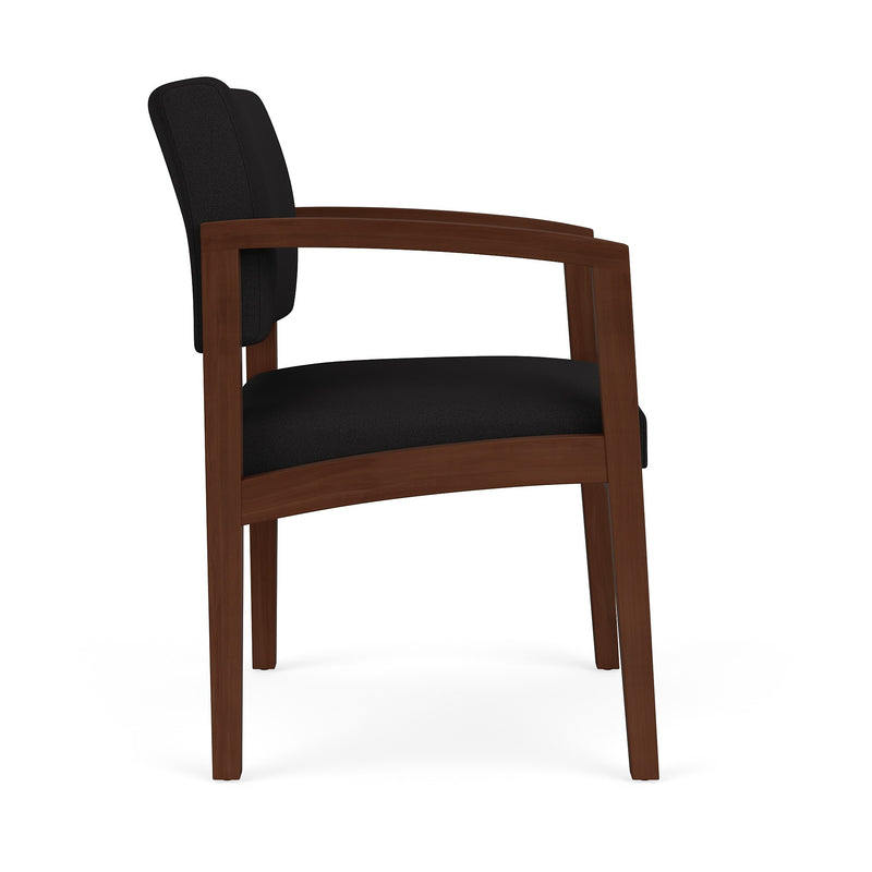 Lesro Lenox Wood Fabric Guest Chair, Open House Black/Walnut (LW1101.WWL-01OHBK)