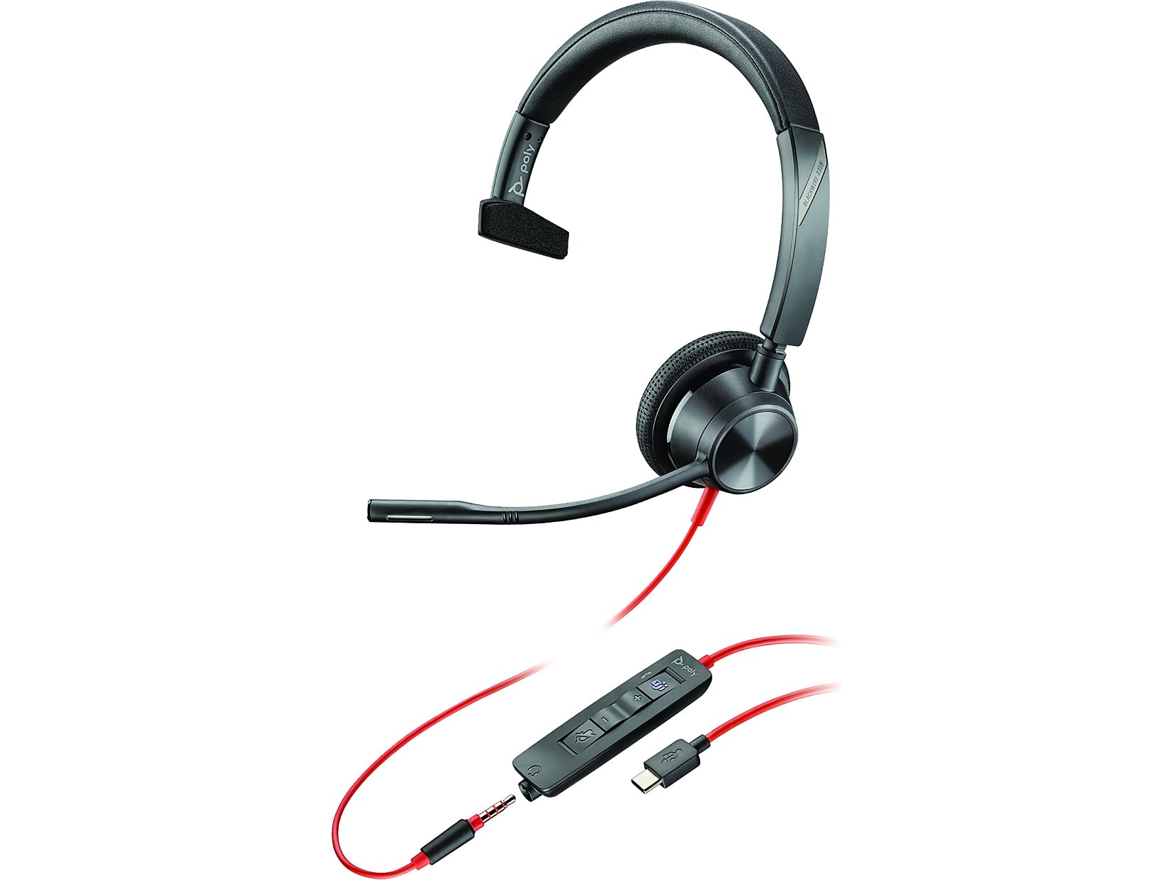 Poly Blackwire 3315 Mono Headset, USB-C/3.5mm, MS Certified/UC Certified (8X218AA)