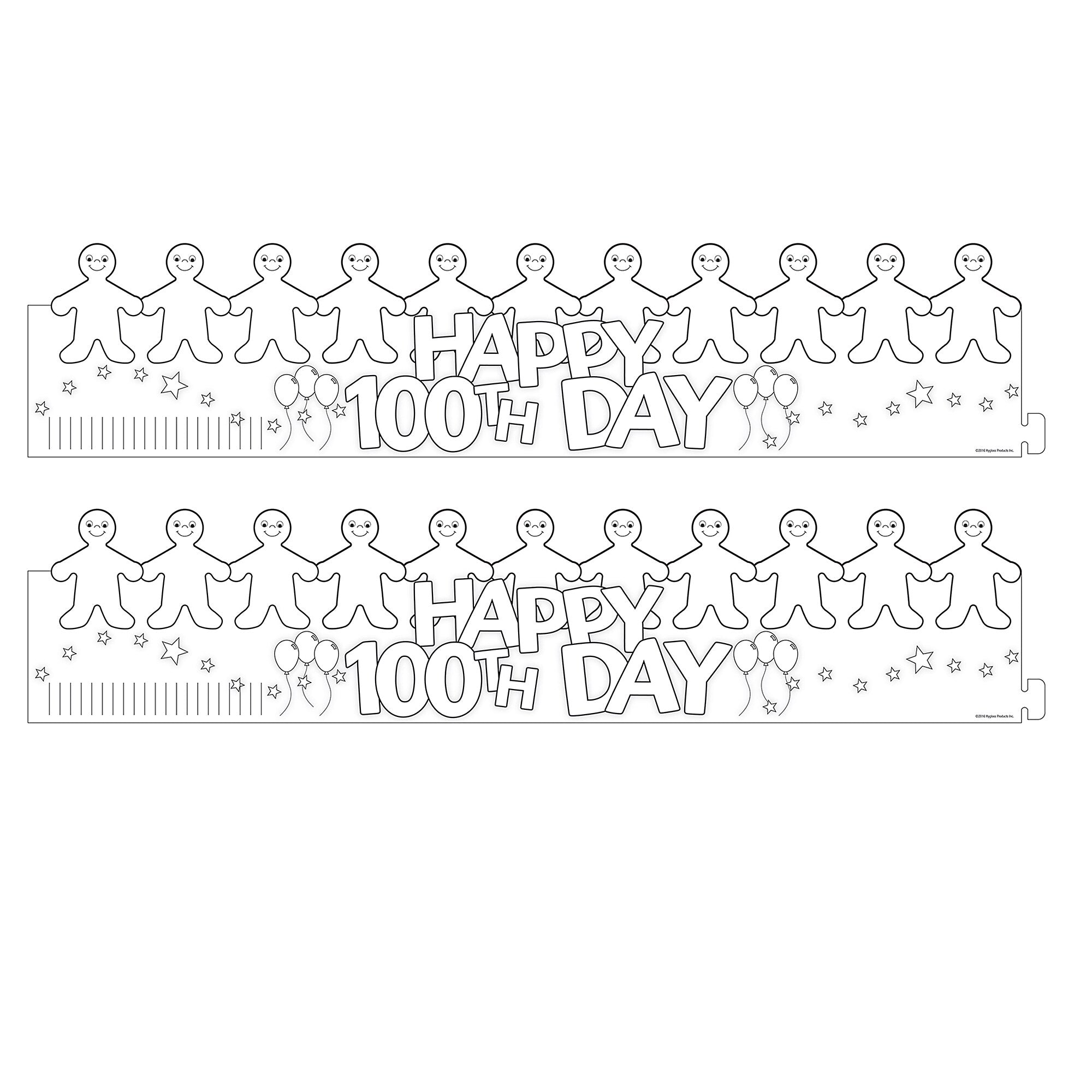 Hygloss Happy 100th Day Paper Crowns, 5" x  25", White, 24/Pack, 2 Packs/Bundle (HYG65266-2)