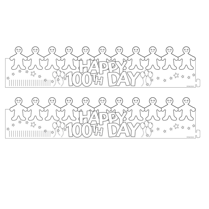 Hygloss Happy 100th Day Paper Crowns, 5" x  25", White, 24/Pack, 2 Packs/Bundle (HYG65266-2)