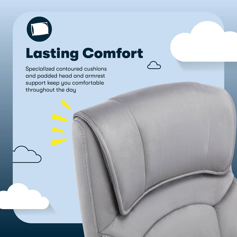 Serta Comfort Classic Ergonomic Velvet Fabric Swivel Executive Chair, Gray (CCHR10005A)