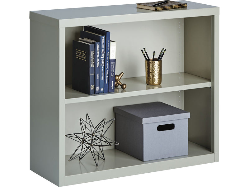 Hirsh HL8000 Series 30"H 2-Shelf Bookcase with Adjustable Shelf, Light Gray Steel (21988)