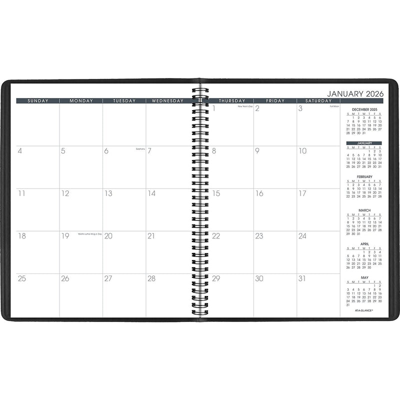 2026 AT-A-GLANCE 8" x 11" Calendar Monthly Planner, Faux Leather Cover, Black (70-260-05-26)