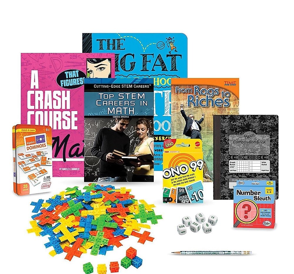 S&S Family Engagement Take Home Bags MATH Grades 6-8, Manipulative, Assorted Colors (BK7097004)
