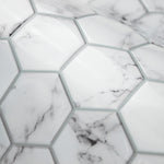 York Wallcoverings Carrara Marble Hexagon Peel and Stick Backsplash (TIL4245FLT)