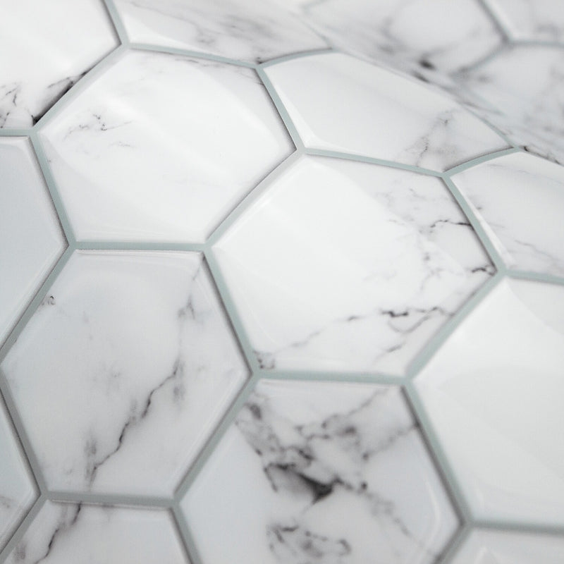 York Wallcoverings Carrara Marble Hexagon Peel and Stick Backsplash (TIL4245FLT)