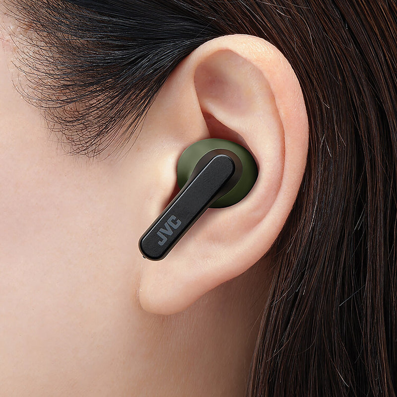 JVC RIPTIDZ True Wireless Earbuds with Charging Case, Bluetooth, Olive (HAA9TG)