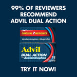 Advil Dual Action 250mg Acetaminophen/125mg Ibuprofen Caplets, 2/Packet, 50 Packets/Box (014795)