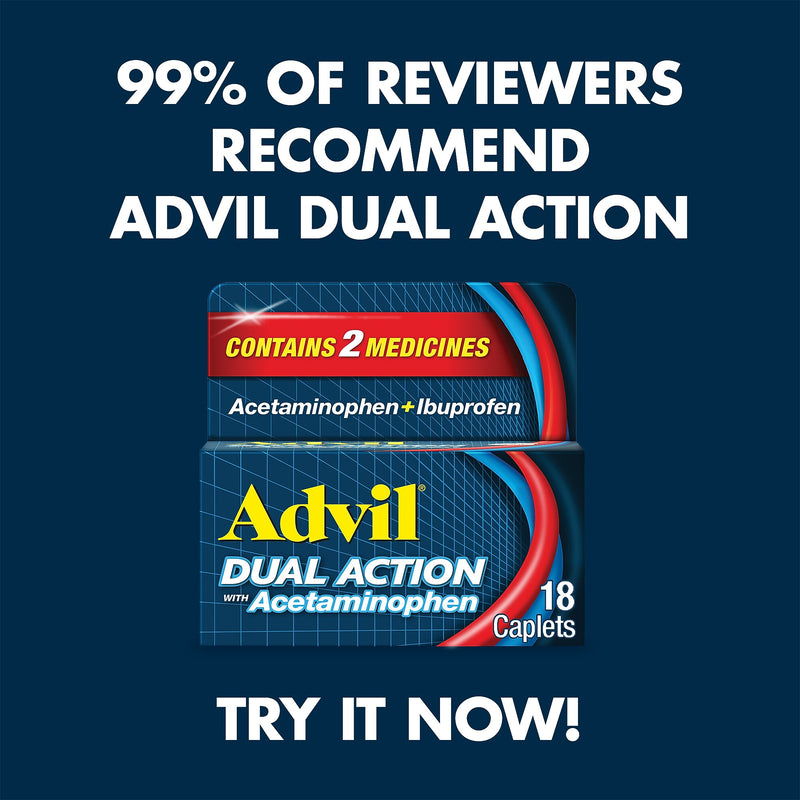 Advil Dual Action 250mg Acetaminophen/125mg Ibuprofen Caplets, 2/Packet, 50 Packets/Box (014795)