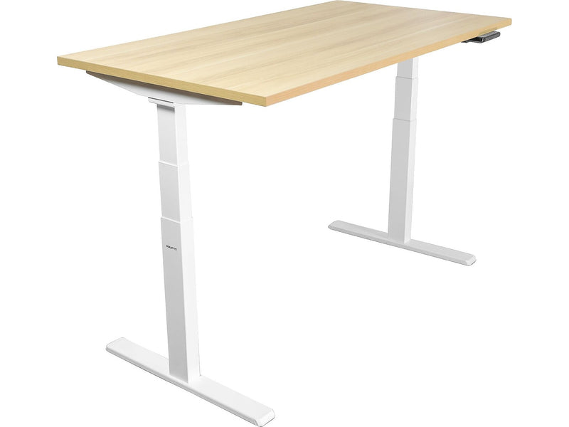 Mount-It! Ultimate 55"W Electric Rectangular Adjustable Standing Desk, Maple/White (MI-18077)