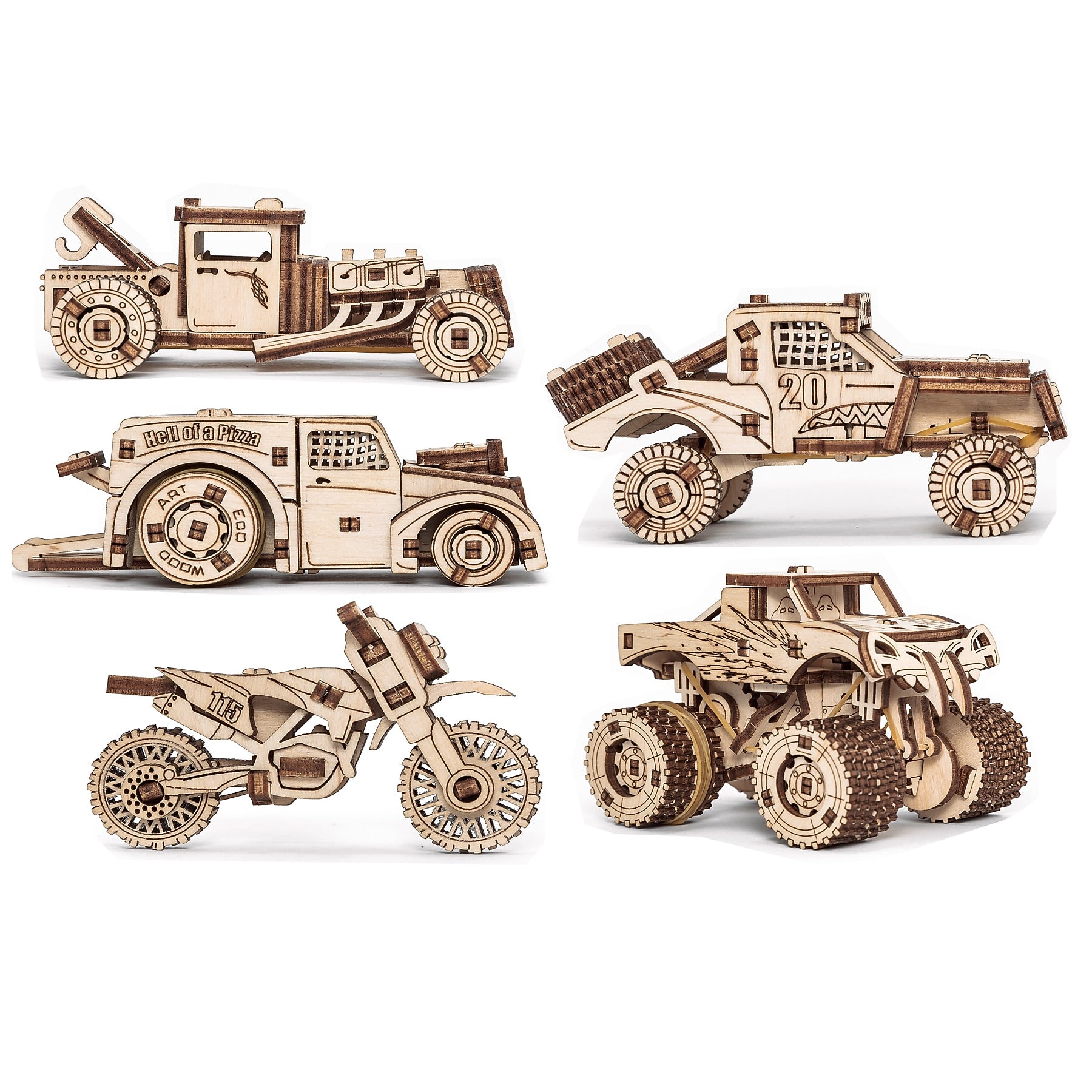 EWA Eco-Wood-Art Vehicles Set 3D Wooden STEM Construction Kit, 364 Pieces/Set (AVRAV0523410)