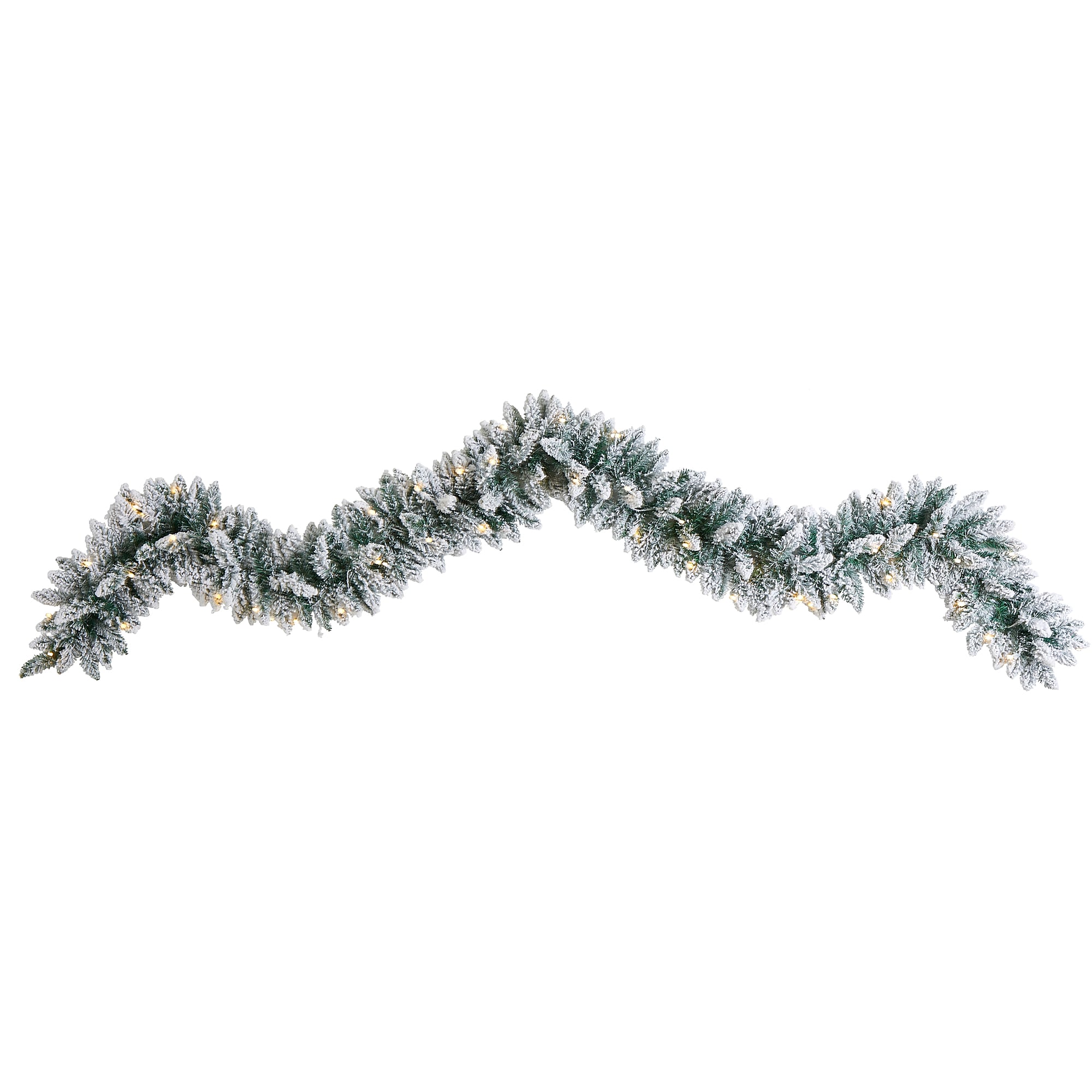 Nearly Natural 9-ft Flocked Artificial Christmas Garland with 50 Warm White LED Lights (W1310)
