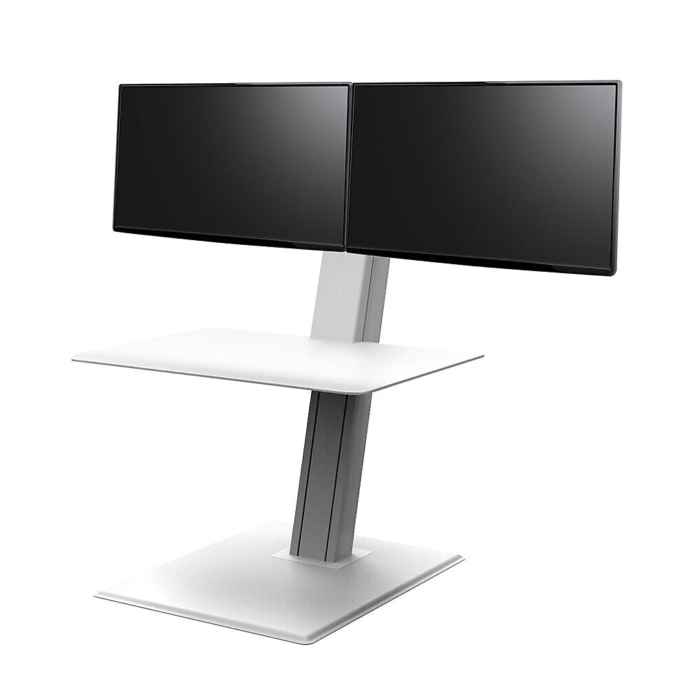Humanscale QuickStand Eco 28"W Manual Rectangular Adjustable Standing Portable Desk for Dual Monitors, White (QSE2DMW)