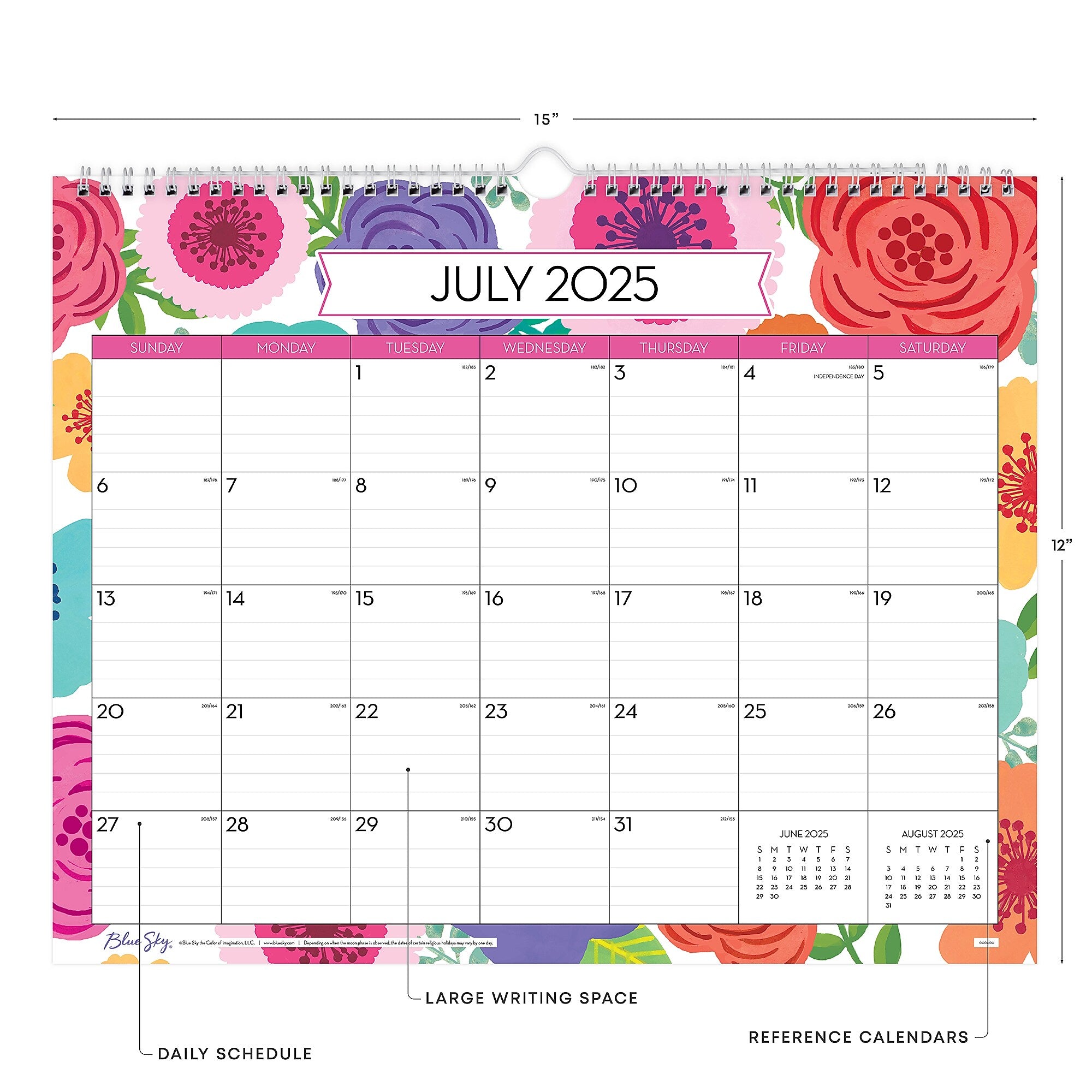 2025-2026 Blue Sky Mahalo 12" x 15" Academic Monthly Wall Calendar (156554-A26)