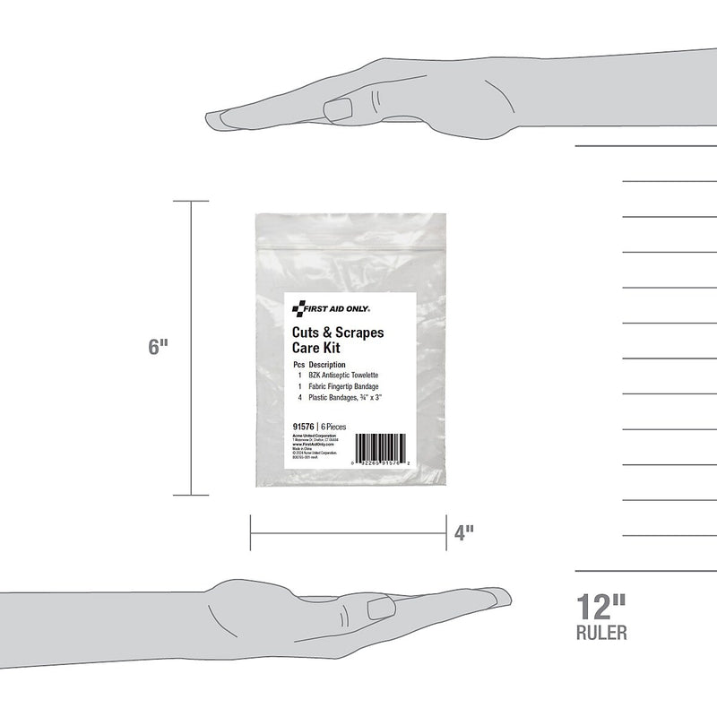 First Aid Only Cuts and Scrapes Care Kit, 6 Pieces, 25 Packs/Carton (91576)