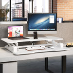 Mount-It! 38"W Electric Rectangular Adjustable Standing Desk Converter, White (MI-8012)