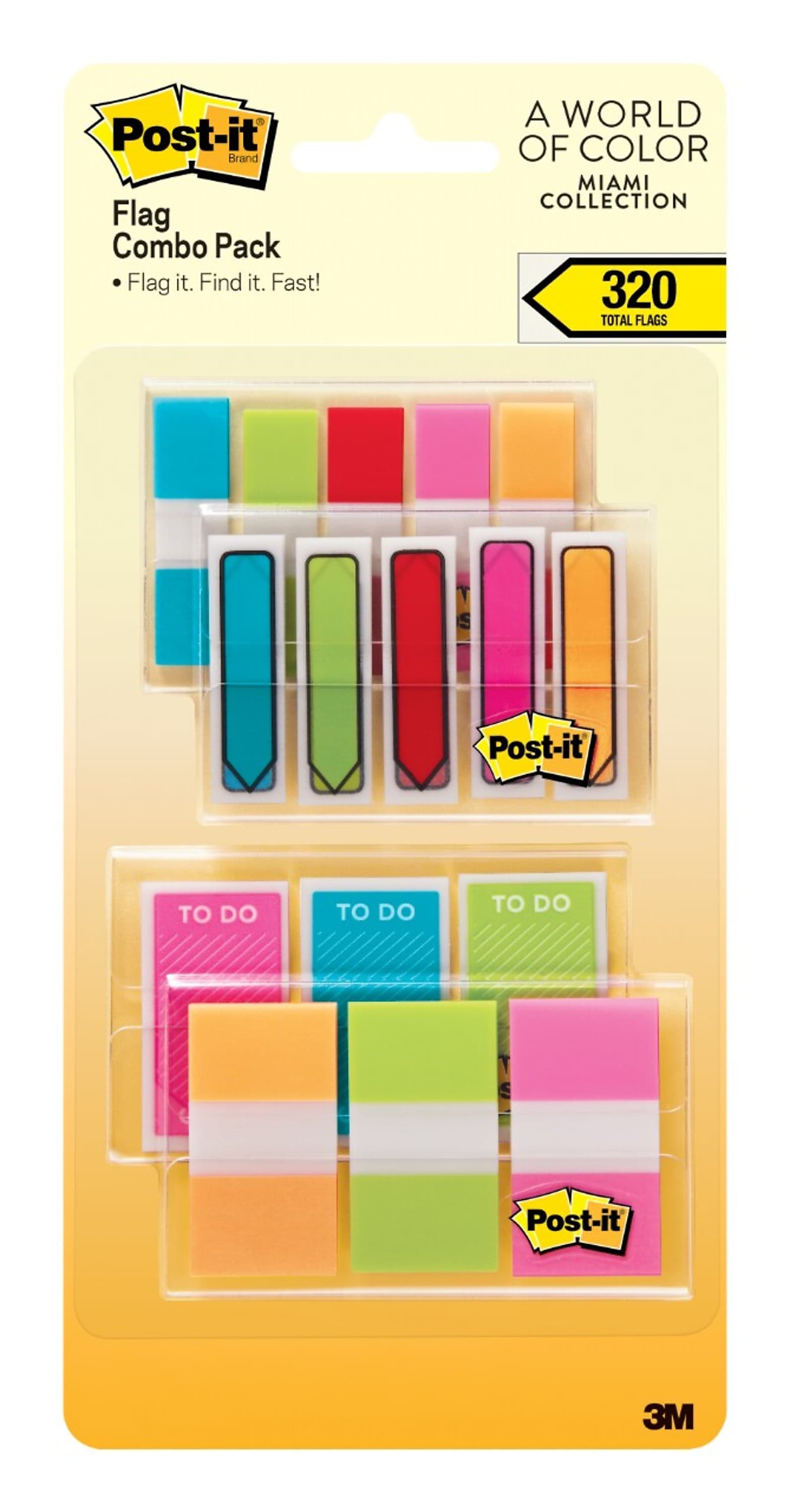 Post-it Flags Combo Pack, Assorted Colors, 320 Flags/Pack (683-XLM)
