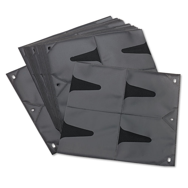 Two-Sided CD Refill Pages for Three-Ring Binder, 8 Disc Capacity, Clear/Black, 25/Pack