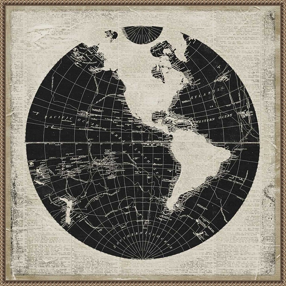 Amanti Art World News Map I by Elizabeth Medley Framed Canvas Wall Art Print, 30" x 30" (A42678299863)