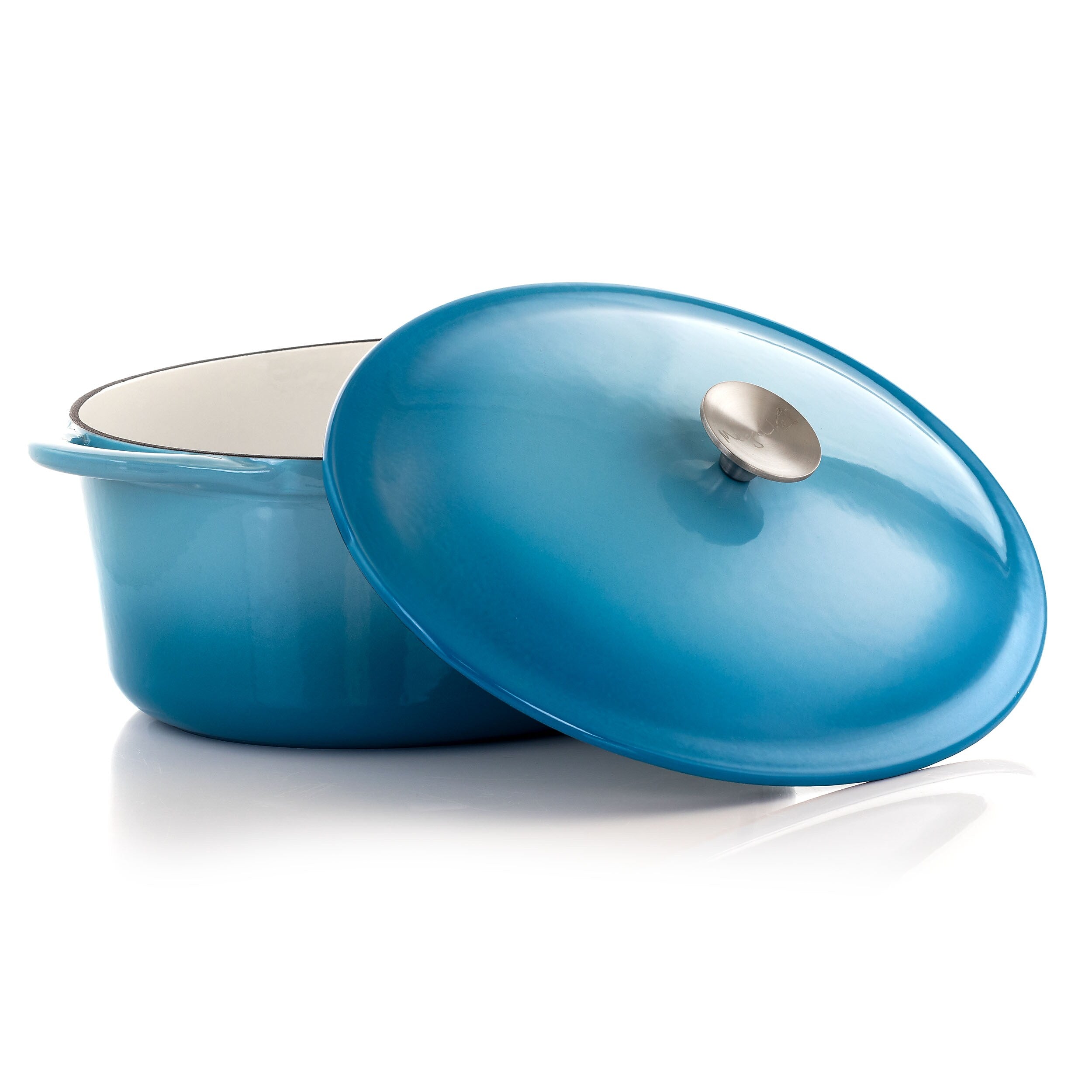 MegaChef Cast Iron 7 Quart Casserole, Light Blue (937112880M)