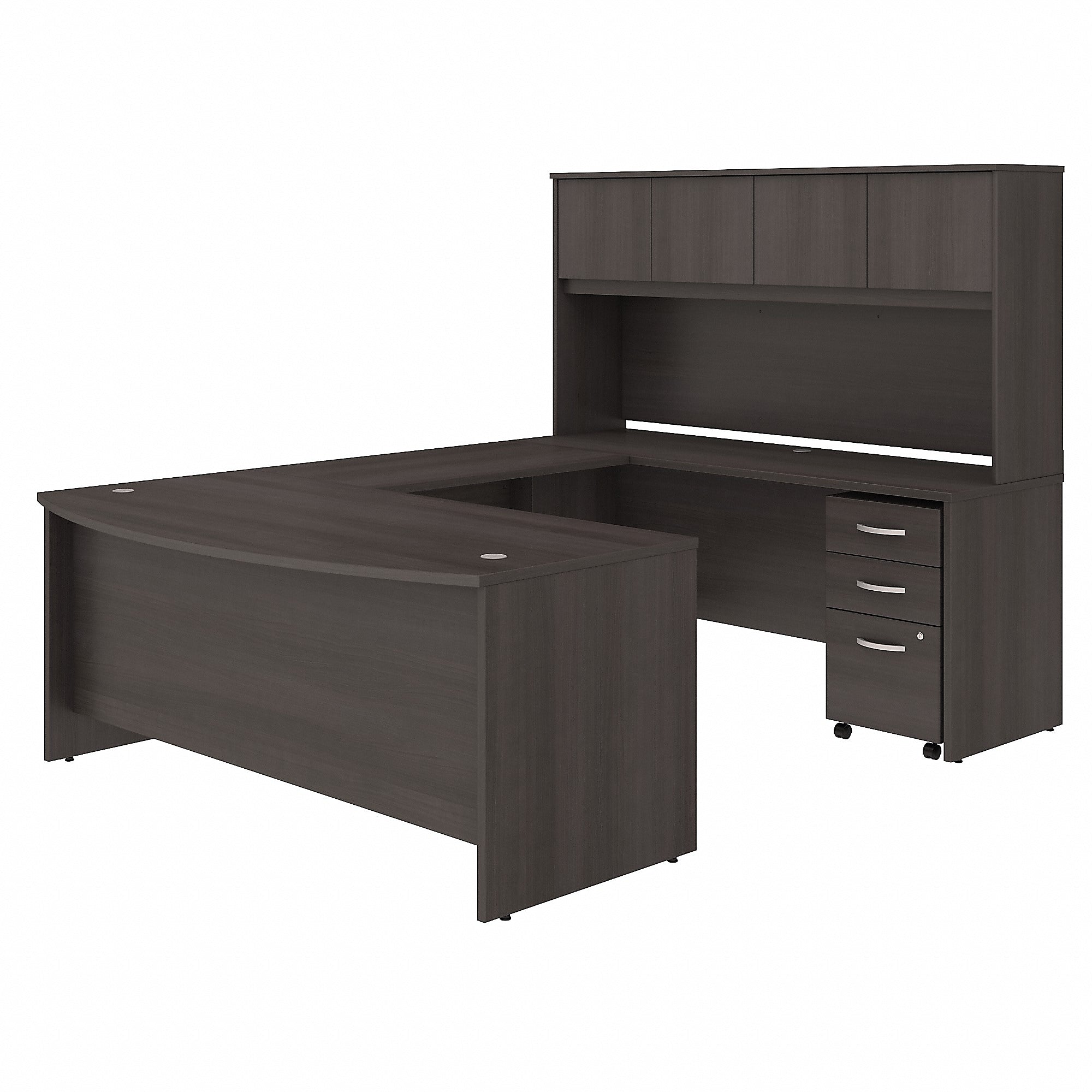 Bush Business Furniture Studio C 72"W U Shaped Desk with Hutch and Mobile File Cabinet, Storm Gray (STC003SG)