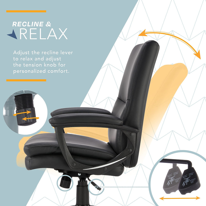 Click365 Ergonomic Bonded Leather Swivel Executive Chair, Black (CCHR10024B)