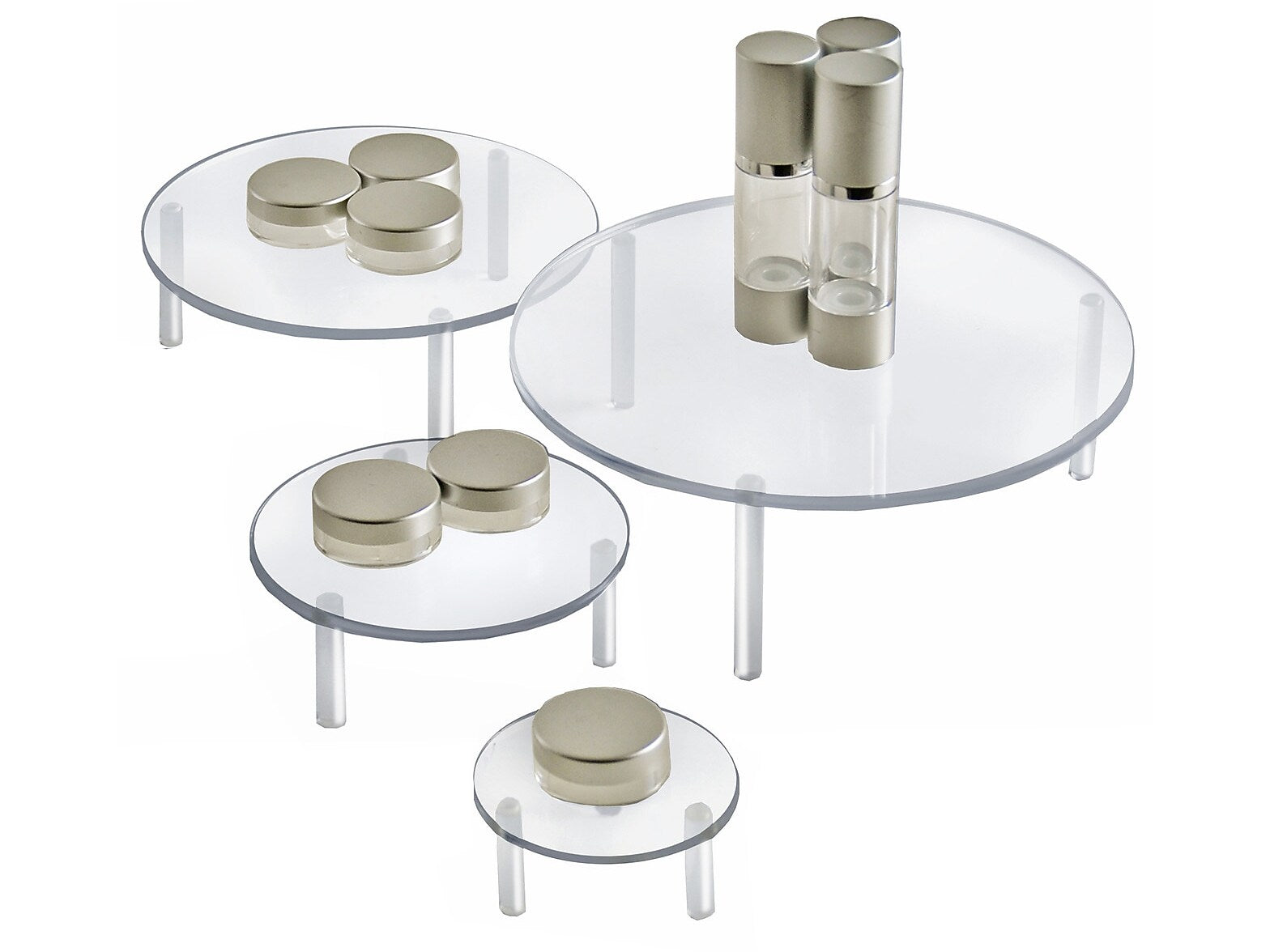 Azar Round Risers, Clear, 4-Piece Set (515307)