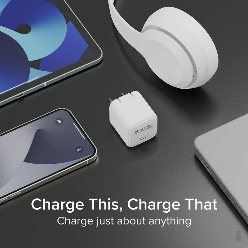 Plugable GaN USB-C Wall Charger, 30W, White (PS-30C1W)