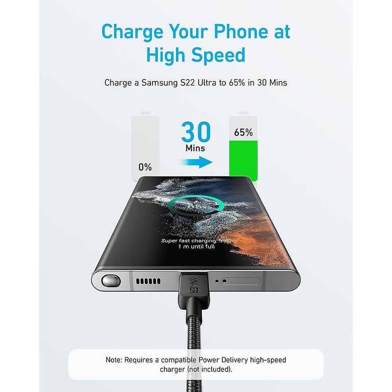 Anker 322 USB-C to USB-C Charging Cable, 6 ft., Black (A81F6H11-1)