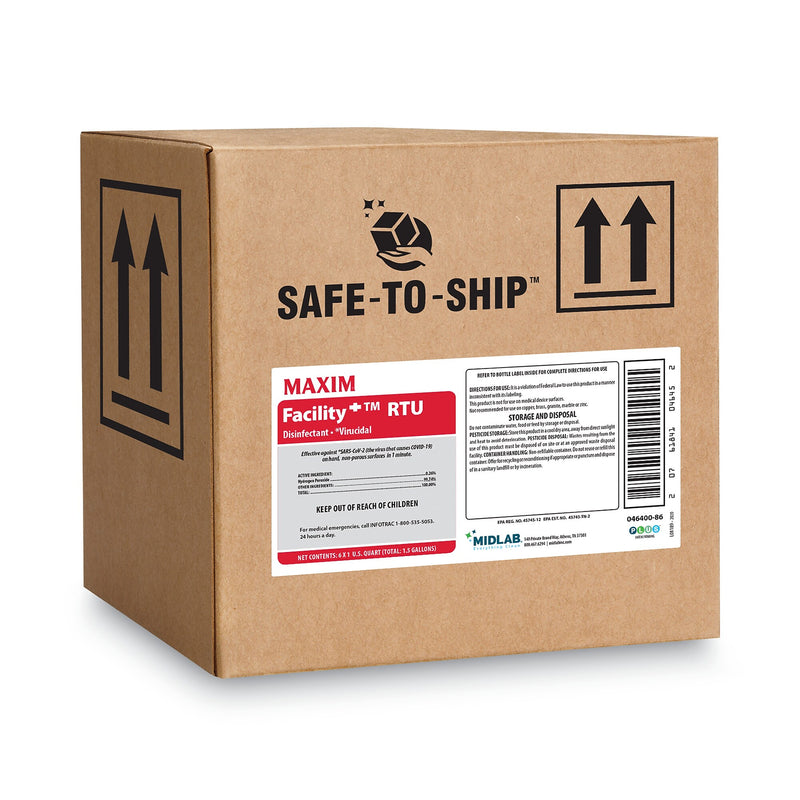 Maxim Facility+ RTU Disinfectant, Safe-to-Ship, Unscented, 32 oz, 6/Carton (MLB04640086)