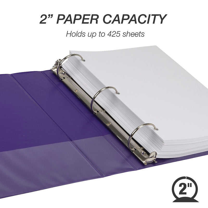 Samsill Earth's Choice Plant-Based 2" View Binders,  3-Ring , Made in USA, Purple, 2/Pack (SAMU86608)
