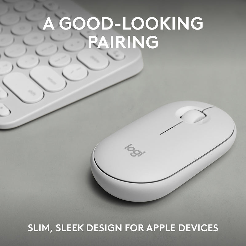 Logitech Pebble 2 Wireless Ergonomic Keyboard and Optical Mouse Combo for Mac, Tonal White (920-012201)