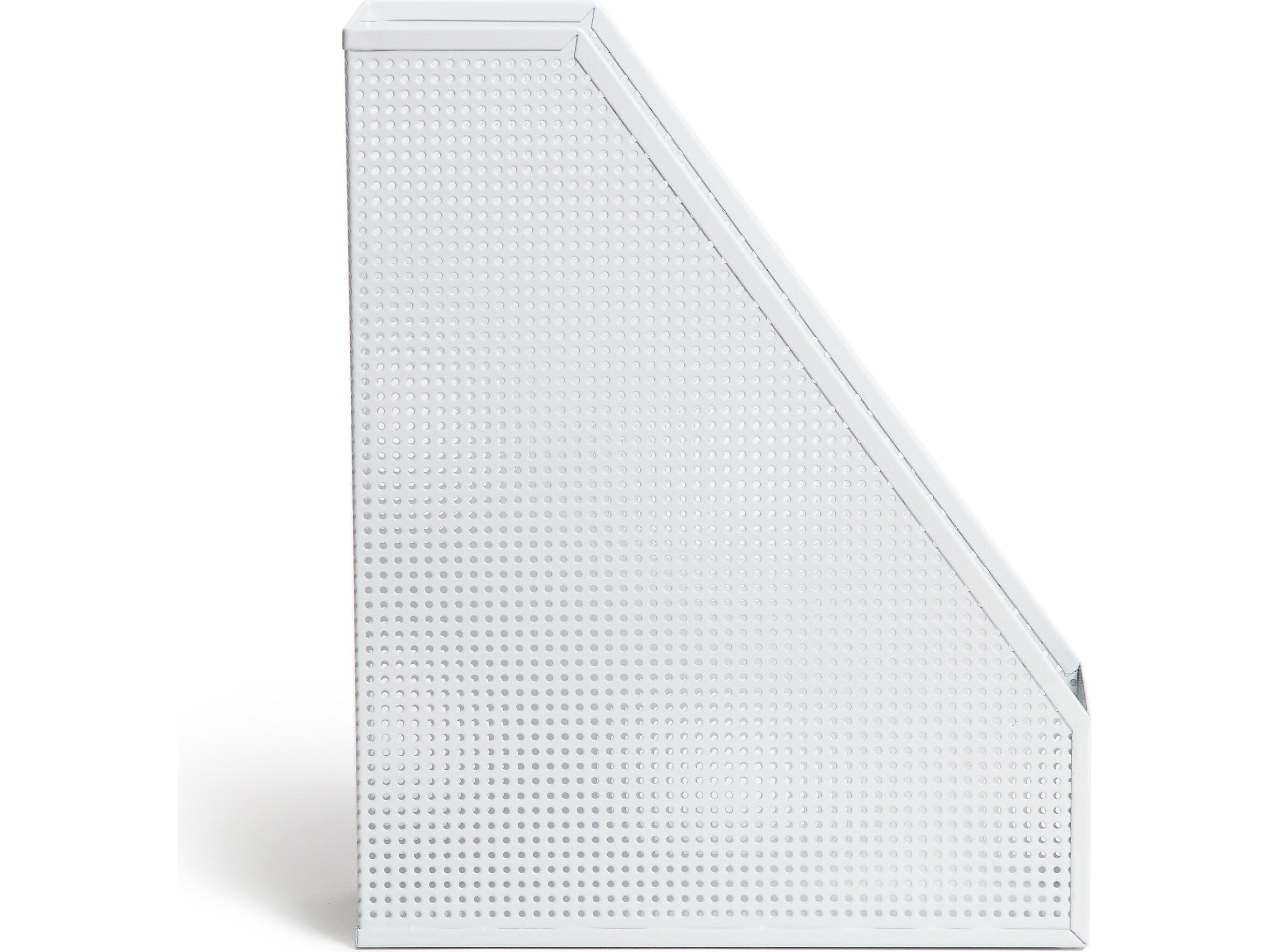U Brands The Perforated Collection Metal Magazine File Holder, White (5716U01-06)