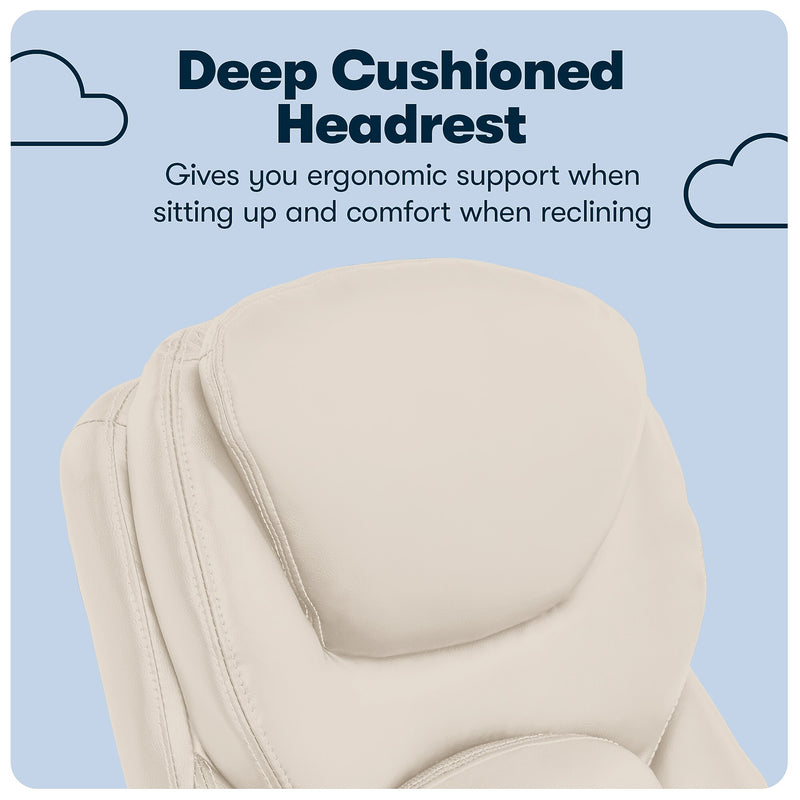 Serta Claremont Ergonomic Faux Leather Swivel Executive Chair with Back in Motion Technology, Ivory (44186C)