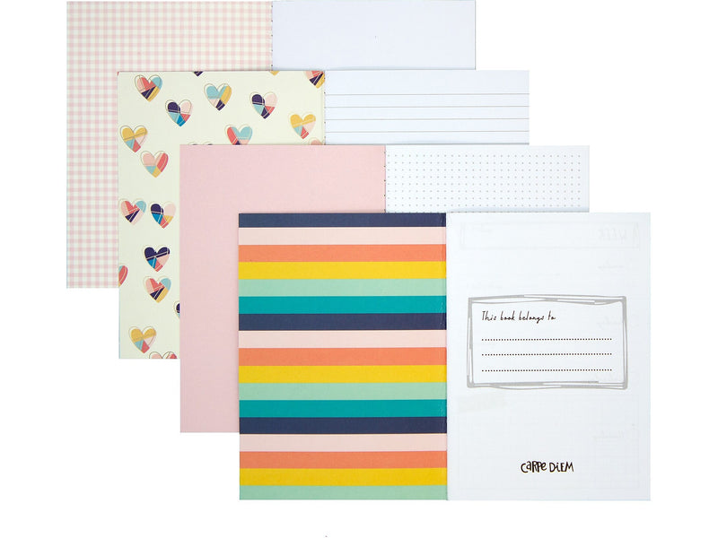 Carpe Diem Hearts 1-Subject Notebooks, 4.1" x 5.8", 16 Sheets, Assorted Colors, 4/Pack (9367-CD)