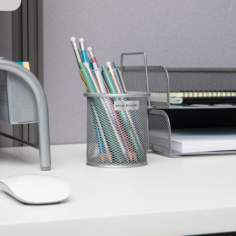 Mind Reader Metal Pen and Accessory Holder Desk Organizer, Silver, 3-Pieces (CLIPMESH3-SIL)