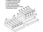 Azar 2.63" x 12" Pegboard 5-Compartment Cosmetic Tray, Clear, 2/Pack (225830-SHORT-CLR-2PK)
