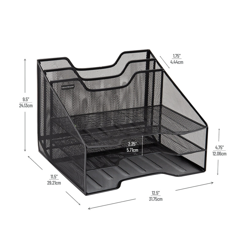 Mind Reader Metal Desk Organizer Letter Tray, Black, 2/Pack (2MESHBOX5-BLK)