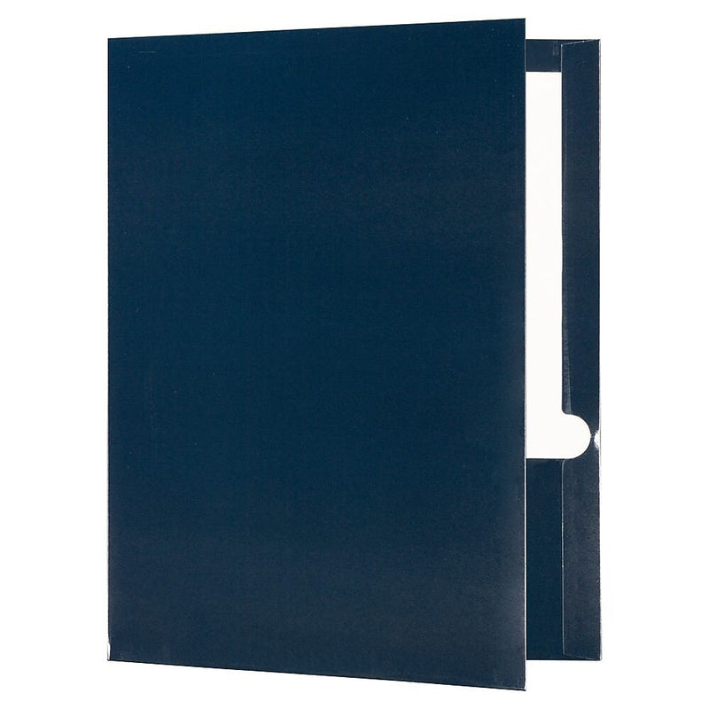 JAM Paper Glossy 2-Pocket Portfolio Folder, Navy Blue, 6/Pack (5042523d)