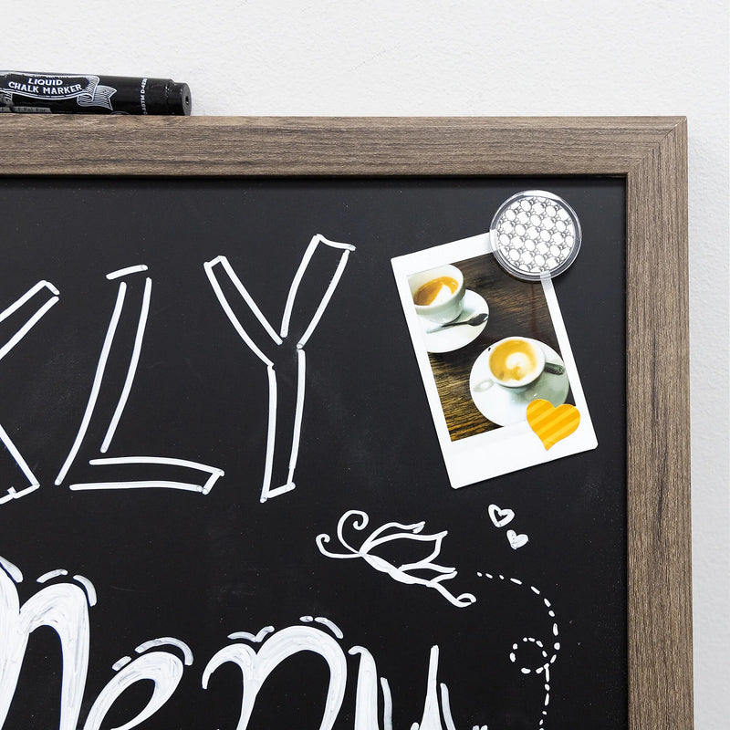 BAZIC Products RUSTIQUE Wood Frame Magnetic Chalkboard, 20" x 30", Chalk Marker & Magnets (BAZ6081)