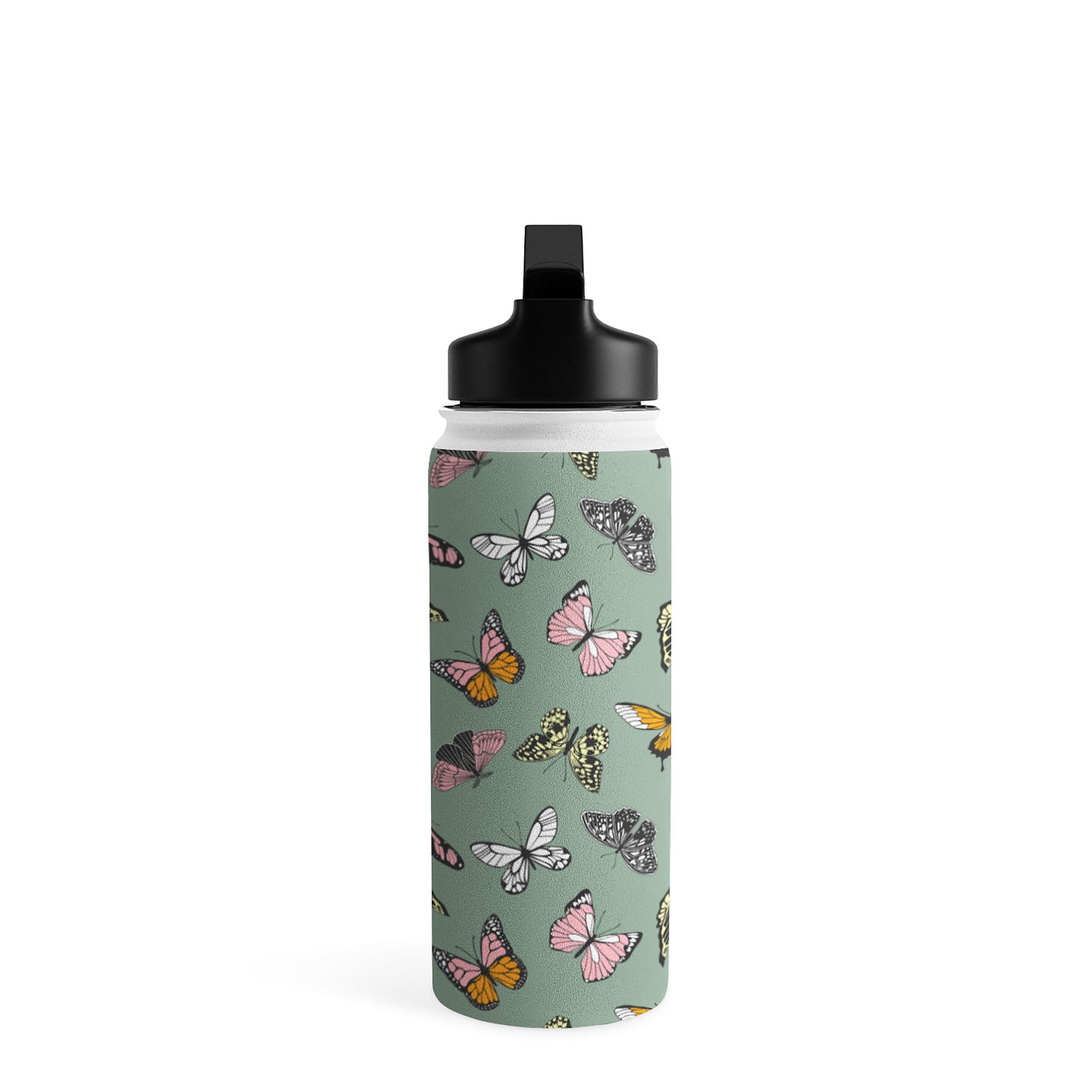 DENY Designs Wild Butterflies by Emanuela Carratoni Stainless Steel Double Wall Insulated Water Bottle, 18 oz. (83562-WBTL05)