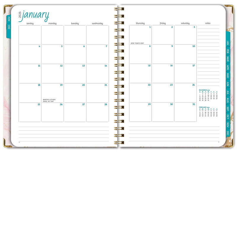 2026 Global Printed Products Pink Marble 8.5" x 11" Weekly & Monthly Planner, Paperboard Cover (NRY26-8511-01)