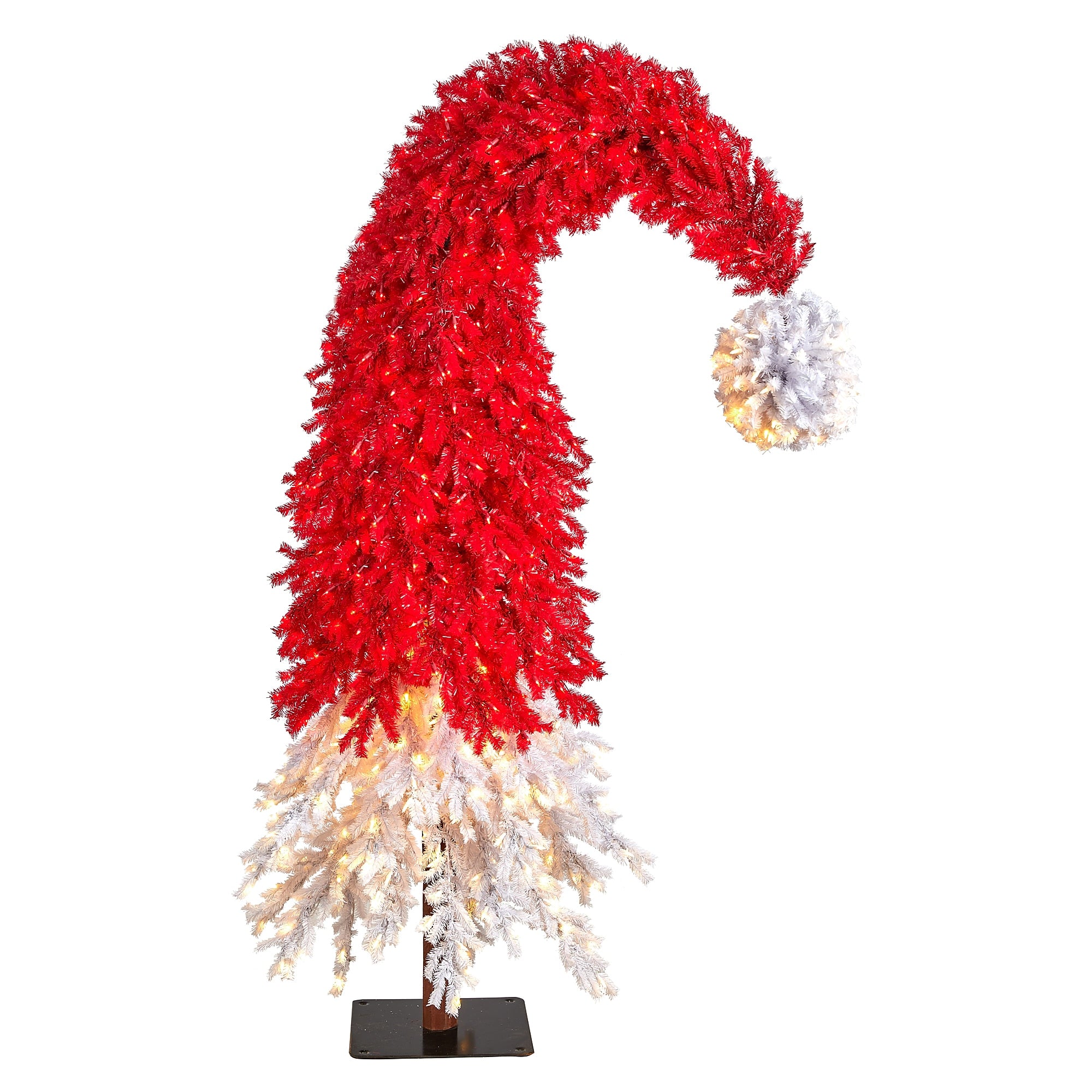 Nearly Natural 9-ft Holiday Red Santa Hat Christmas Tree with 600 LED Lights and 1992 Bendable Branches (T3275)