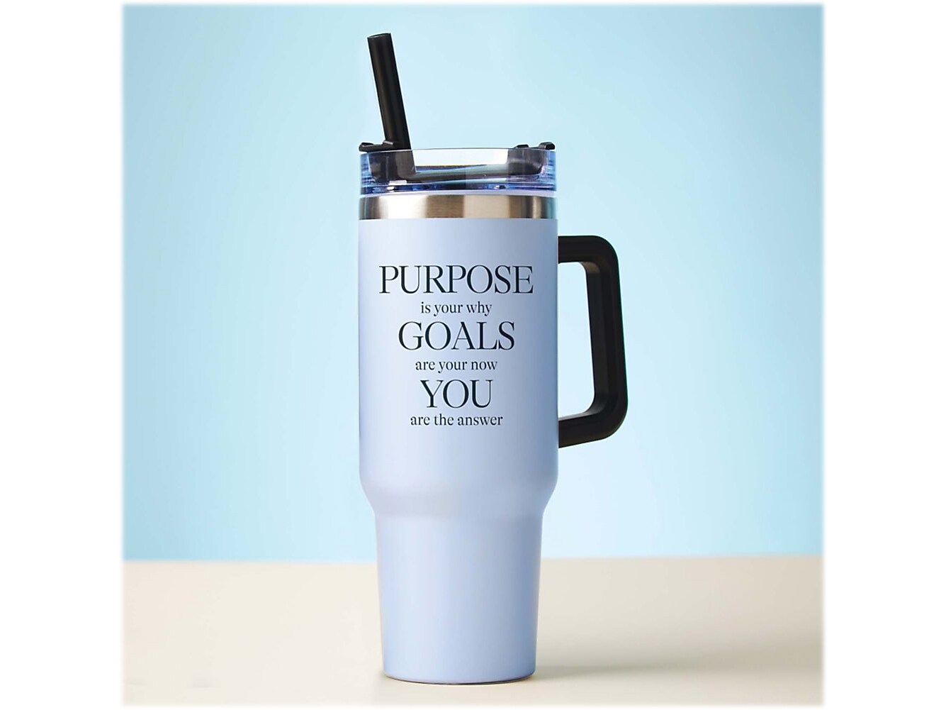 Baudville Thirst Quencher Purpose Is Your Why Tumbler, Blue, 40 Oz. (93445)
