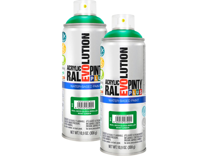Pintyplus Evolution Water-Based Spray Paint, Mint Green, 10.9 oz., 2/Pack (NOV 842-2PK)