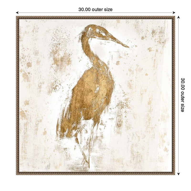 Amanti Art Gilded Heron I by Jennifer Goldberger Framed Canvas Wall Art Print, 30" x 30" (A42678302618)